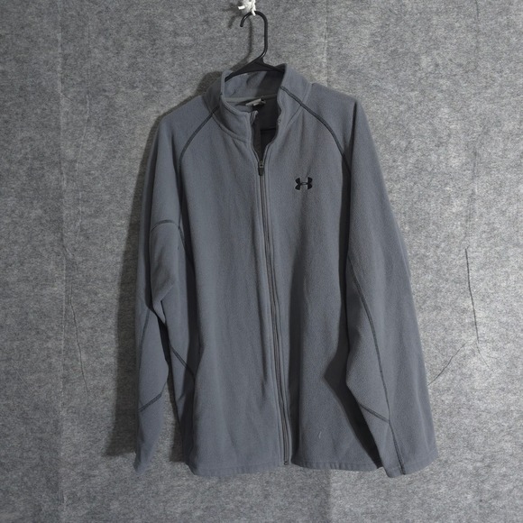 Under Armour Fleece Full Zip Jacket Mens XL Gray Activewear Top Performances - Picture 1 of 13